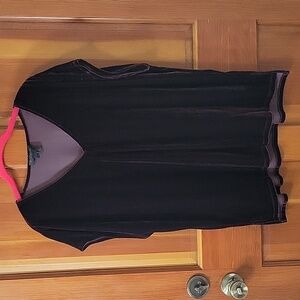 Donna Karan Women's Velvet V-Neck Tunic XL Dark Purple/Brown